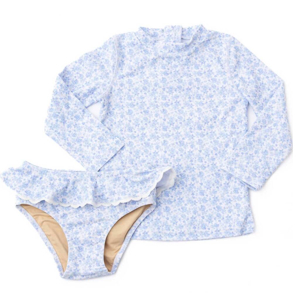 NEW SHADE CRITTERS girl's coastal garden rashguard set in light blue